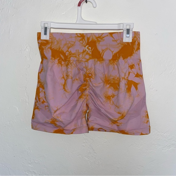 Gillya tie-dye seamless high-waist biker yoga shorts 4 inch no front seam - Picture 2 of 11